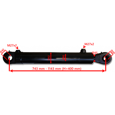 SIŁOWNIK HYDRAULICZNY CYLINDER SKOK 400 MOCNY